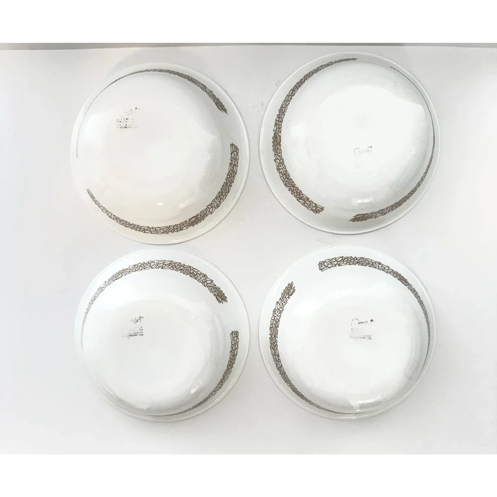 Set of 4 Corelle WOODLAND BROWN Pattern 6” Bowls Cereal Soup Vintage Retired